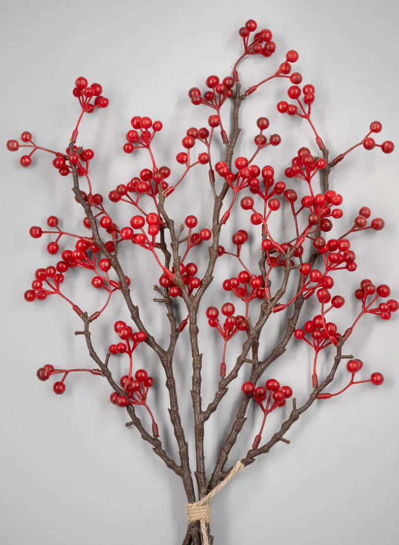 24in Long Red Winterberry Bunch, Case of 12