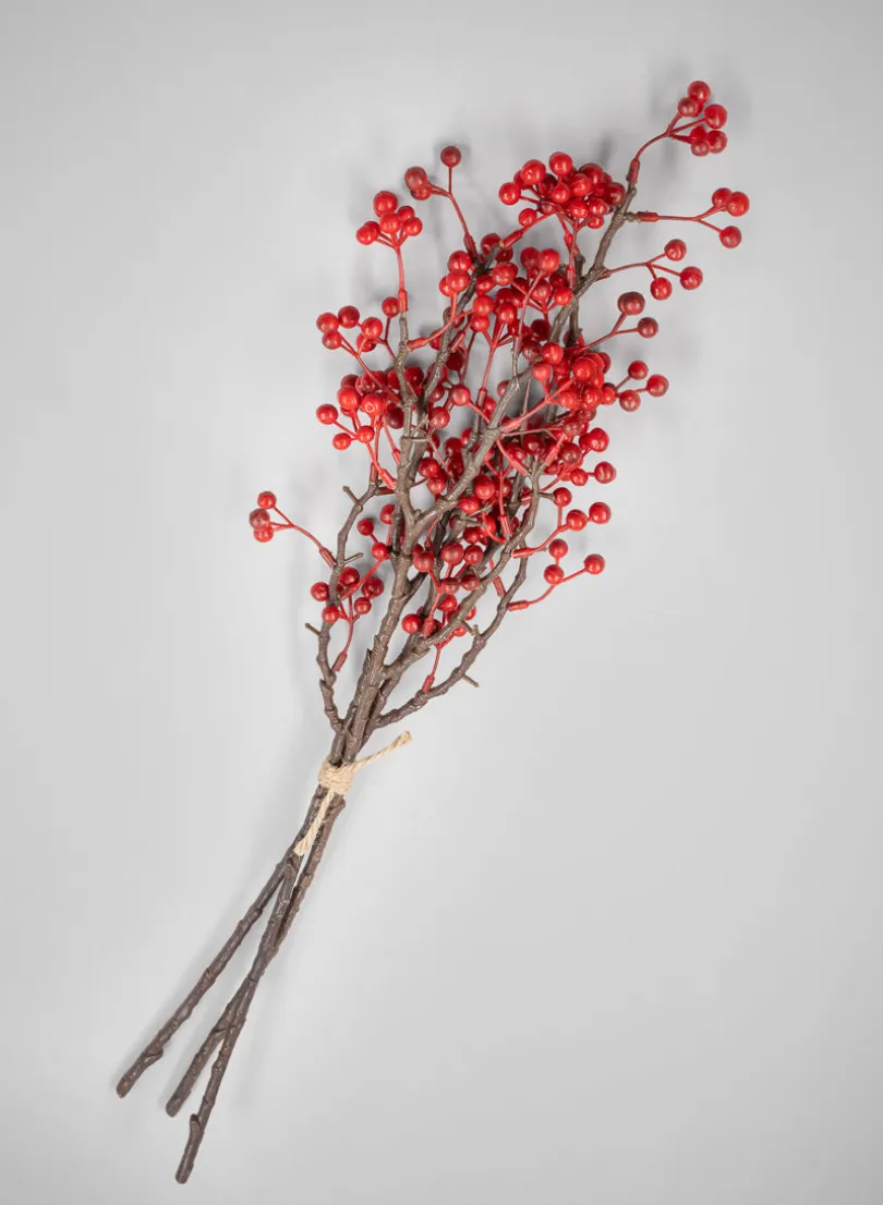 24in Long Red Winterberry Bunch, Case of 12