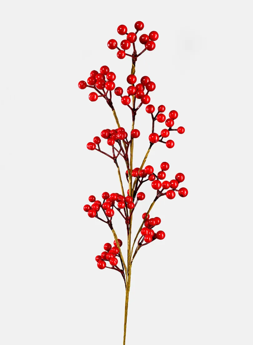 26in Long Shiny Red Berries Pick, Case of 12