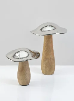 8in Long Silver Mushroom, Large