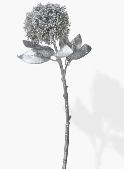 17in Long Silver Pom-Pom Flower