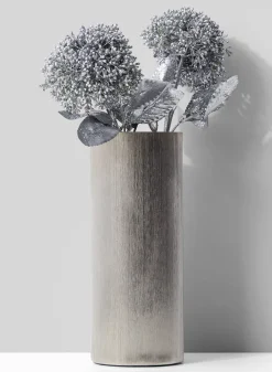 17in Long Silver Pom-Pom Flower
