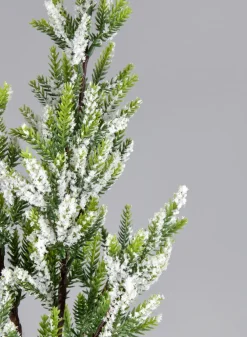 33in Long Single Trifoliate Pine Stem x 2 Branches with Snow