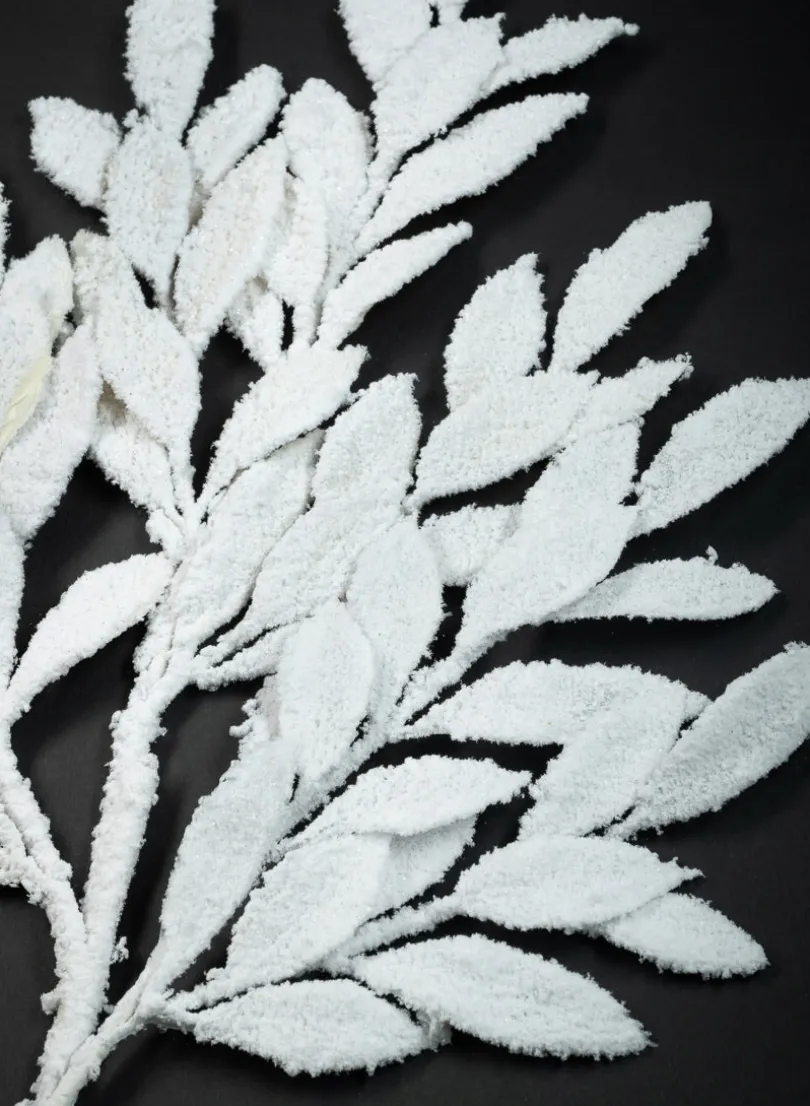 29in Long Snow Flocked Bay Leaf Spray, Case of 12