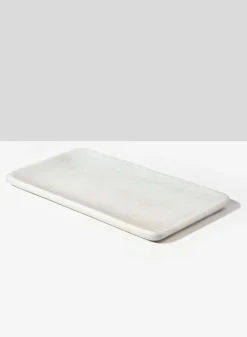 11in Long Stenomakros White Marble Tray