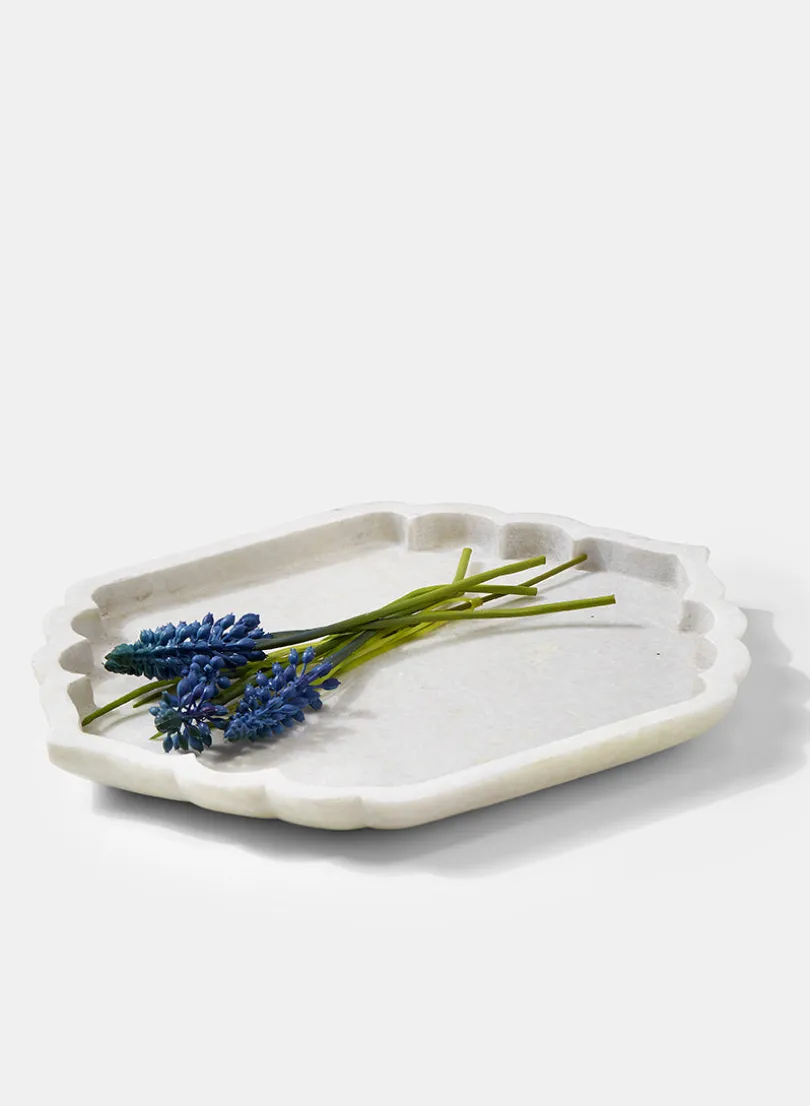 12in Long Taj Mahal White Marble Tray