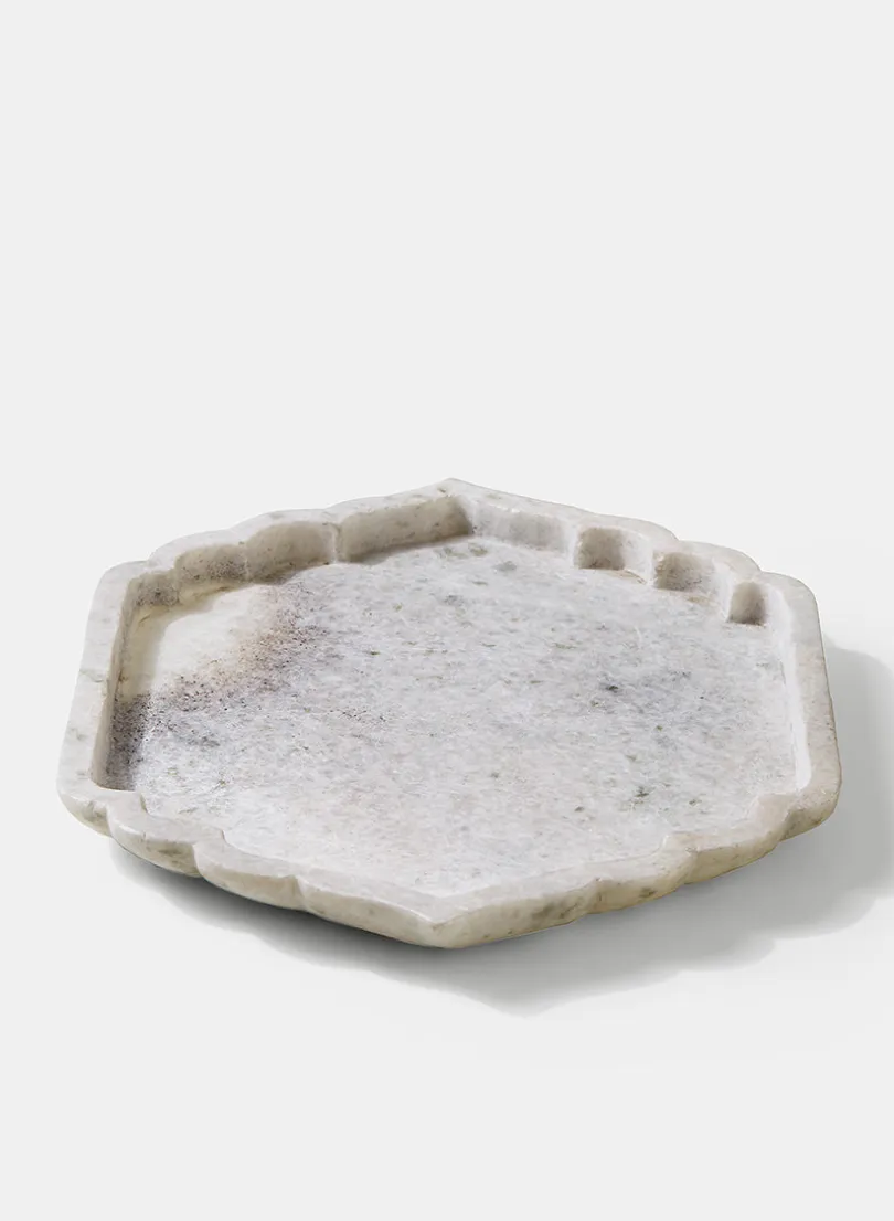 12in Long Taj Mahal White Marble Tray