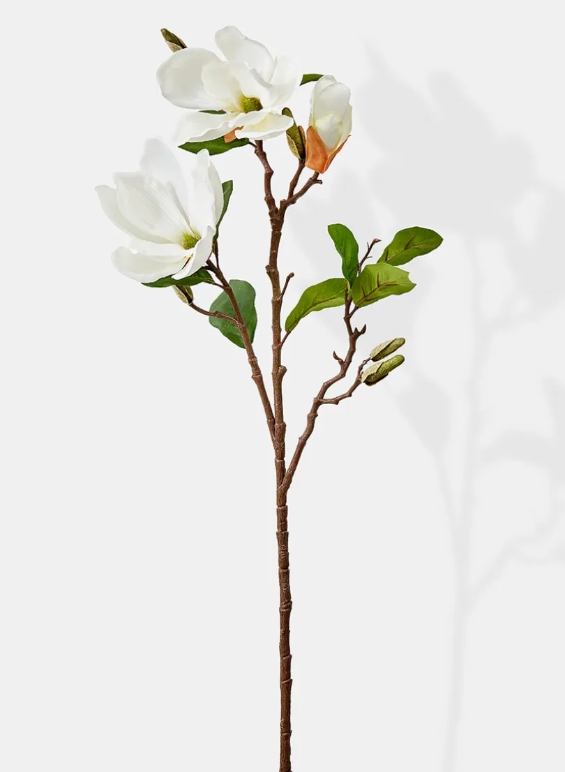 28in Long White Artificial Magnolia Spray, Case of 12