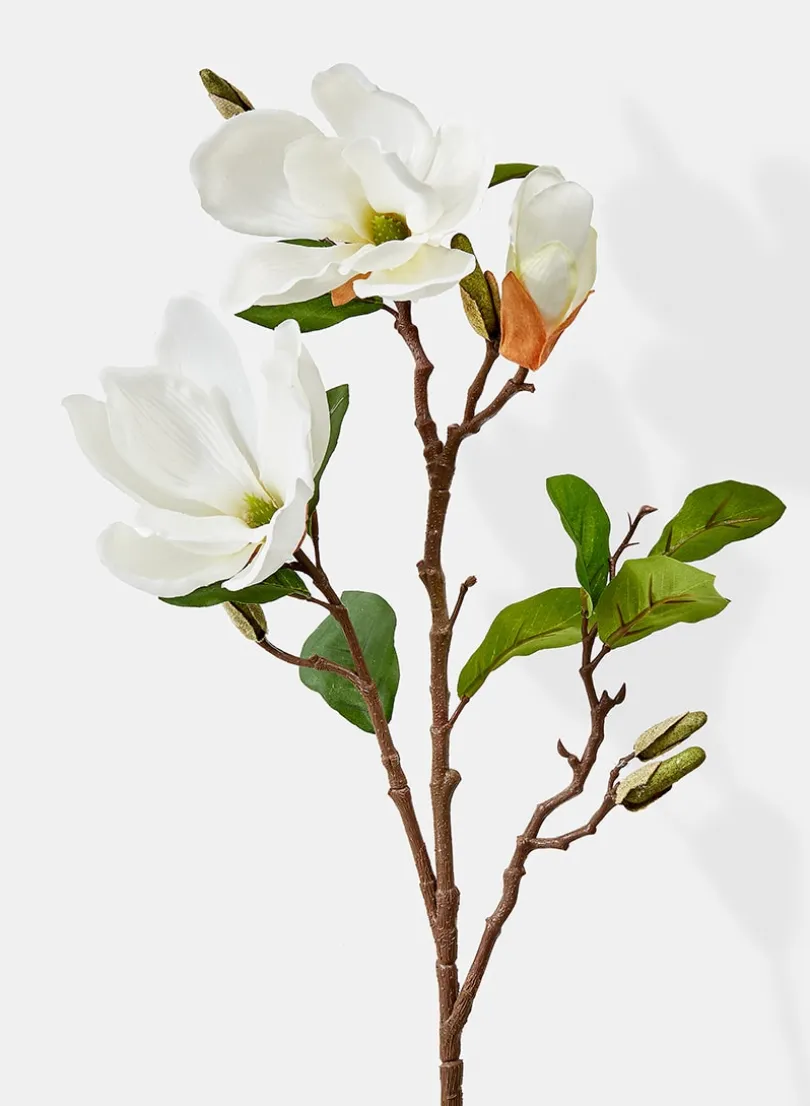 28in Long White Artificial Magnolia Spray, Case of 12