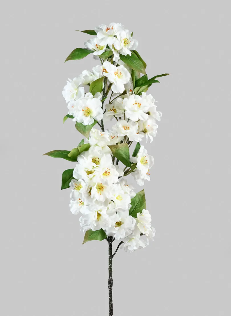 33in Long White Cherry Blossom Spray, Case of 12