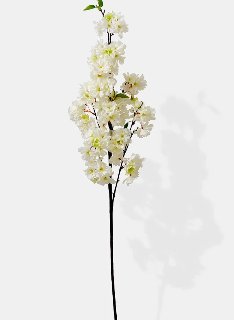 48in Long White Cherry Blossom Spray, Case of 12