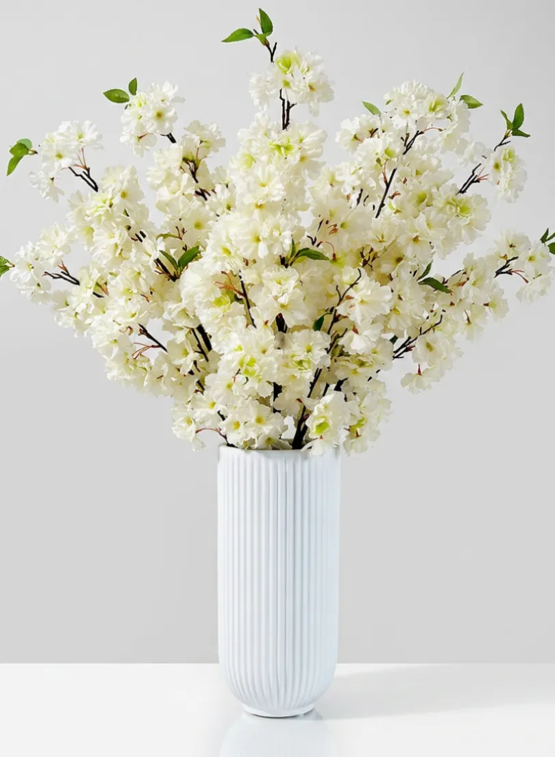 48in Long White Cherry Blossom Spray, Case of 12