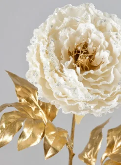 16in Long White Peony Spray