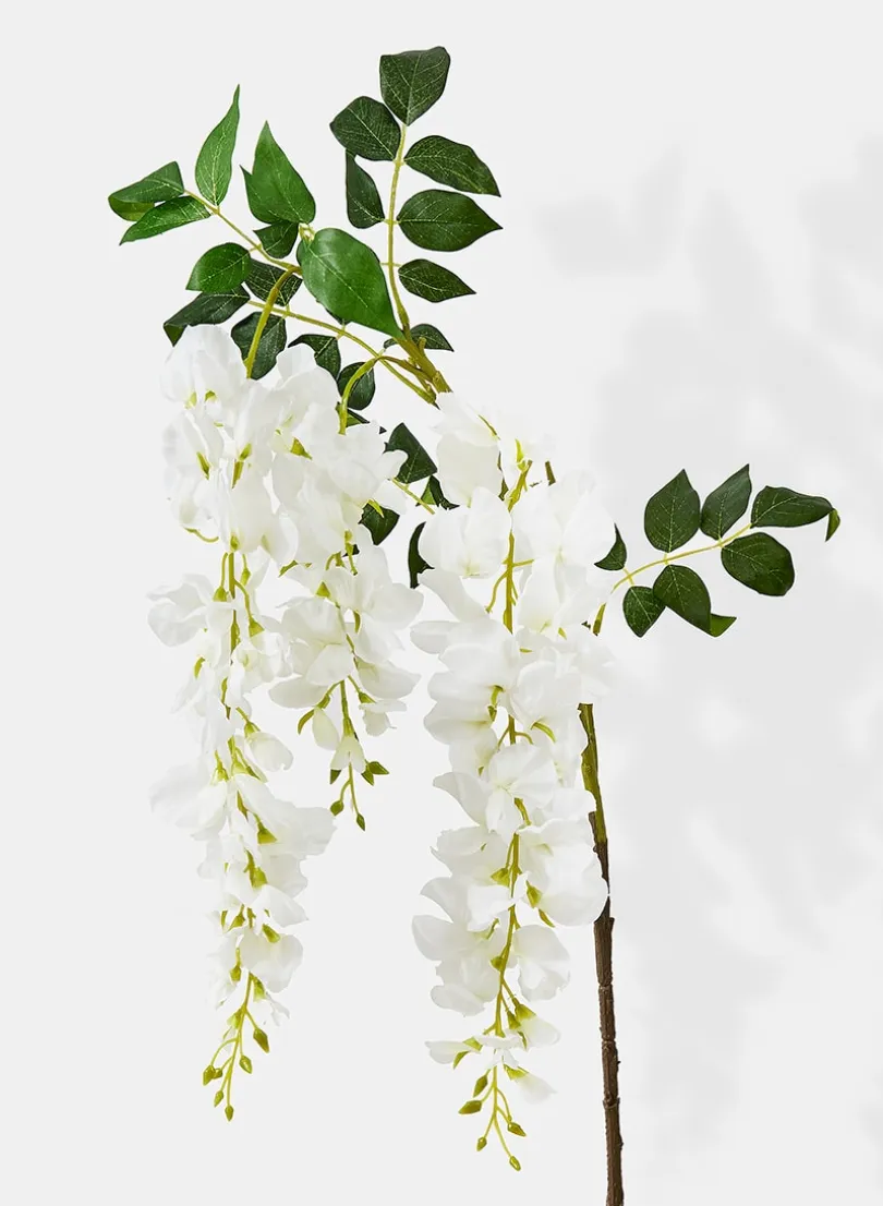 17in Long White Wisteria Spray, Case of 12