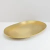 17in Long Wide Pooja Brass Look Aluminum Oval Tray