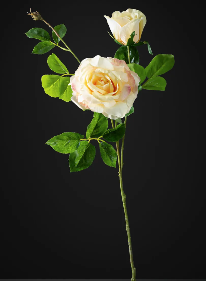 32in Long Yellow Real Touch Garden Rose Spray, Case of 12