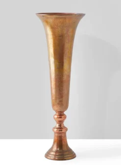 21 ½in Old Copper Aluminum Trumpet Vase