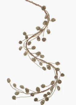 45in Platinum Glitter Mini Pine Cone Garland, Case of 6