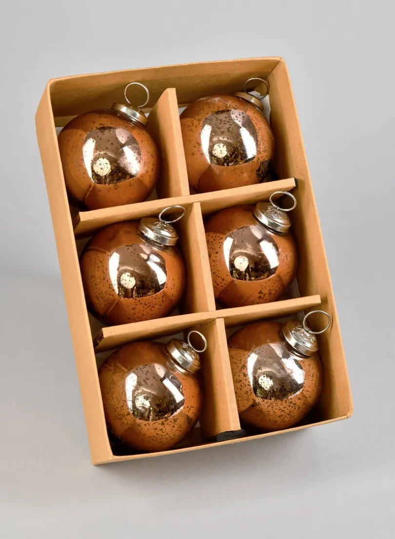 3in Round Antique Bronze Glass Ball Ornament in Window Box