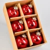 3in Round Antique Red Ball Glass Ornament In Window Box, Set of 6