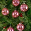 3in Round Antique Rose Glass Ball Ornament in Window Box