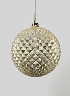 8in Round Champagne Glitter Durian Ball Plastic Ornament