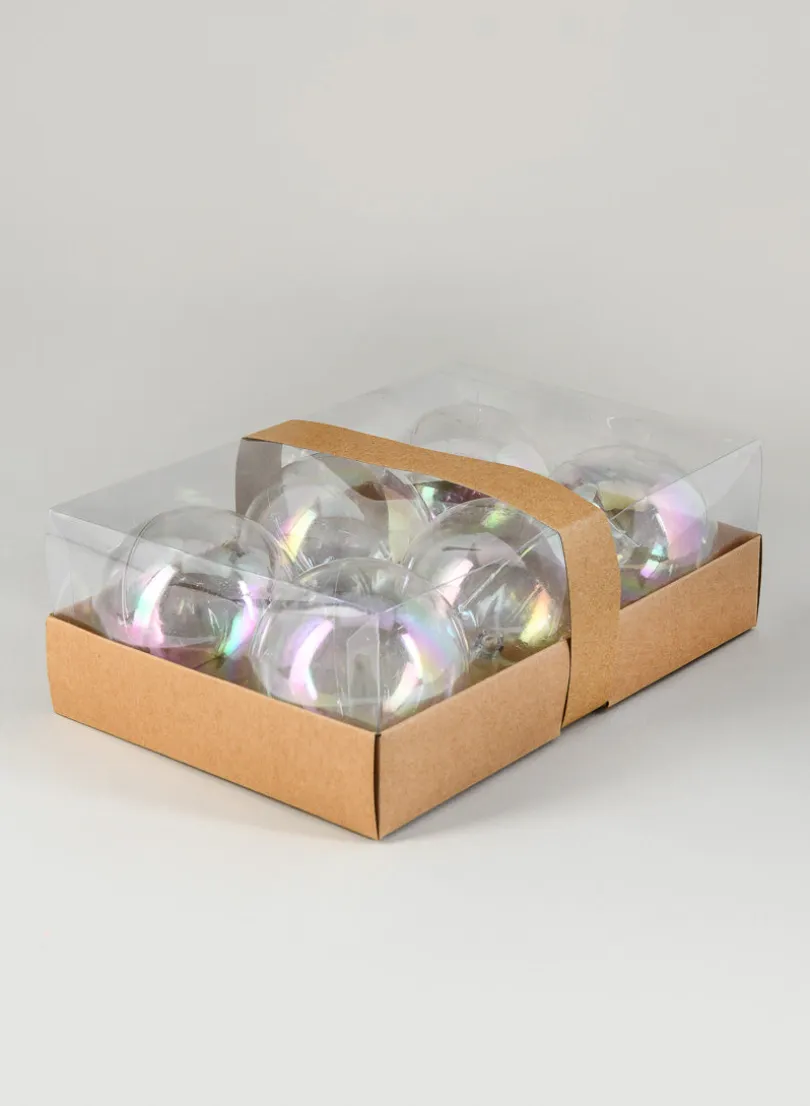 3in Round Clear Plastic Ornament Ball, Set of 6