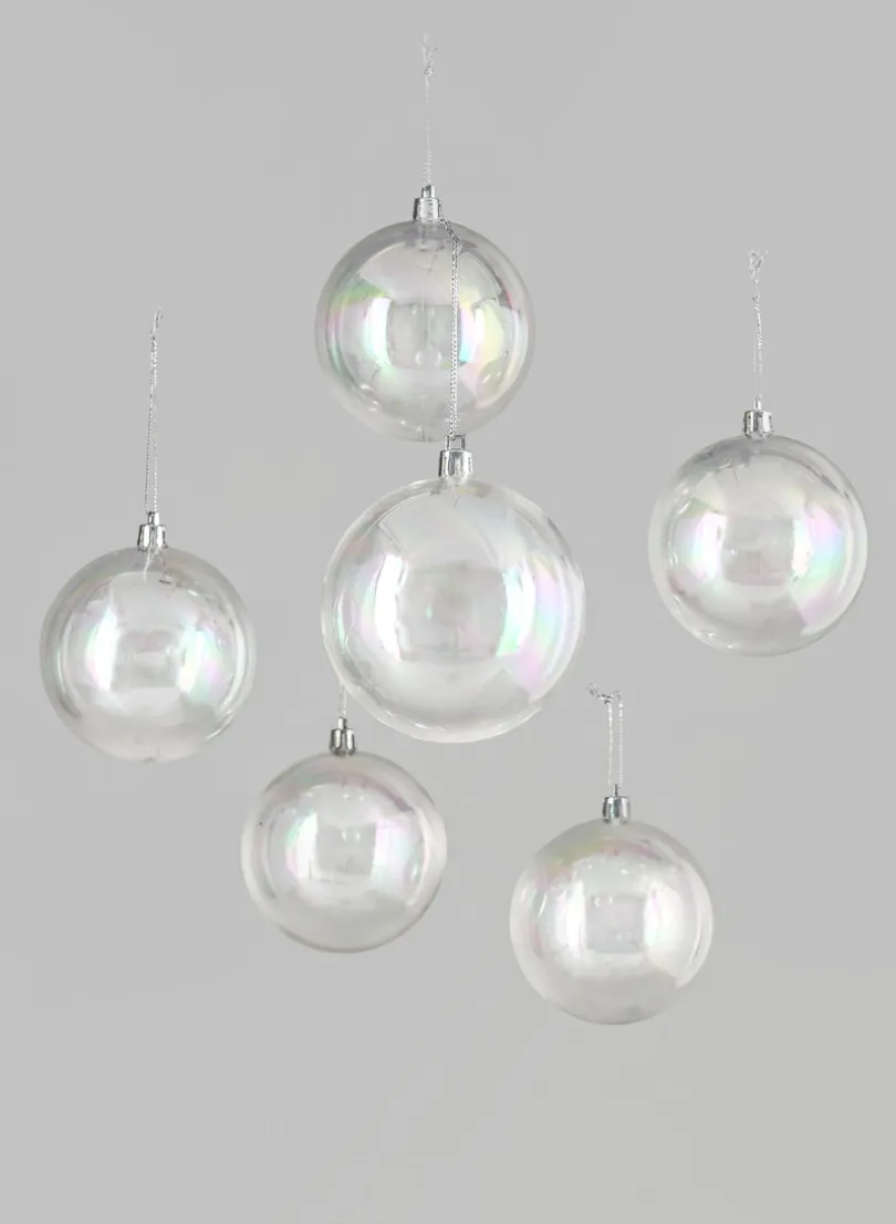 3in Round Clear Plastic Ornament Ball, Set of 6