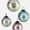 3in Round Crackled Pastel Plastic Ornaments, Set of 4