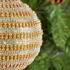 3.5in Round Dual Tone Crystal Bead Plastic Ornament