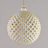 5in Round Etched Gold White Ornament