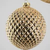 9in Round Gilded Hammered Gold Glass Ornament, Set of 2