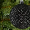 5in Round Glitter Spike Black Plastic Ornament