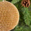 3.5in Round Gold Crystal Bead Plastic Ornament