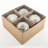 4in Round Gold Diamond Dimple Glass Ball Ornament