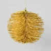 4in Round Gold Glitter Bottle Brush Ornament Ball