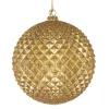 4in Round Gold Glitter Durian Ball Plastic Ornament