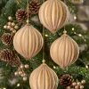 4in Round Gold Velvet & Rhinestone Decorative Hanging Ball Ornament