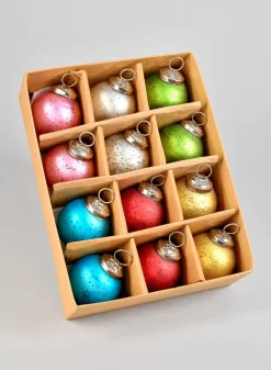 2in Round Matt Multi-Color Glass Ball Ornament, Set of 12