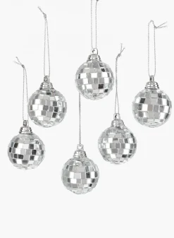 1in Round Mirror Glass Ball Christmas Ornaments, Set of 6