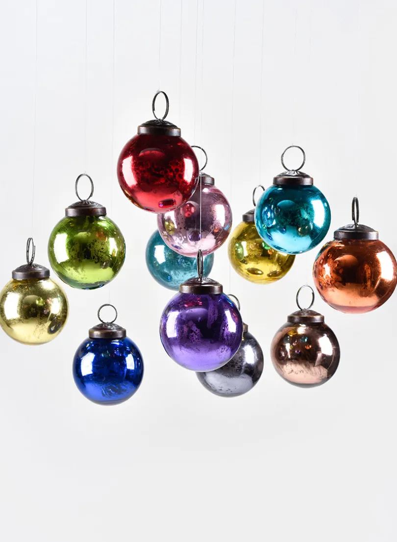 2in Round Multicolor Glass Ball Ornament, Set of 12