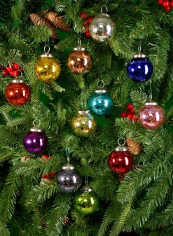 2in Round Multicolor Glass Ball Ornament, Set of 12