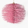 7in Round Pink Glitter Brush Ornament Ball, Case of 12