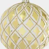 4in Round Plastic "Real Glass Look" Antique White Gold Ornament