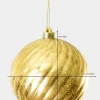 6in Round Plastic "Real Mercury Glass Look" Gold Swirl Ornament