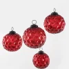 4in Round Red Diamond Dimple Glass Ball Ornament