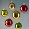 3in Round Red, Green & Gold Glass Ornament Balls with Gold Hook