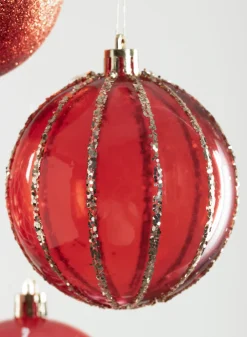 3in Round Red Luxe Ornament Collection, Set of 16