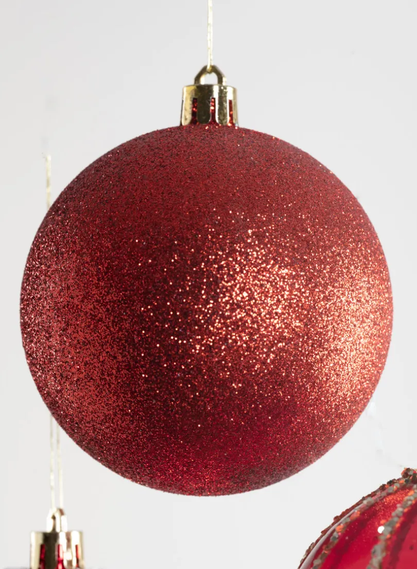 3in Round Red Luxe Ornament Collection, Set of 16