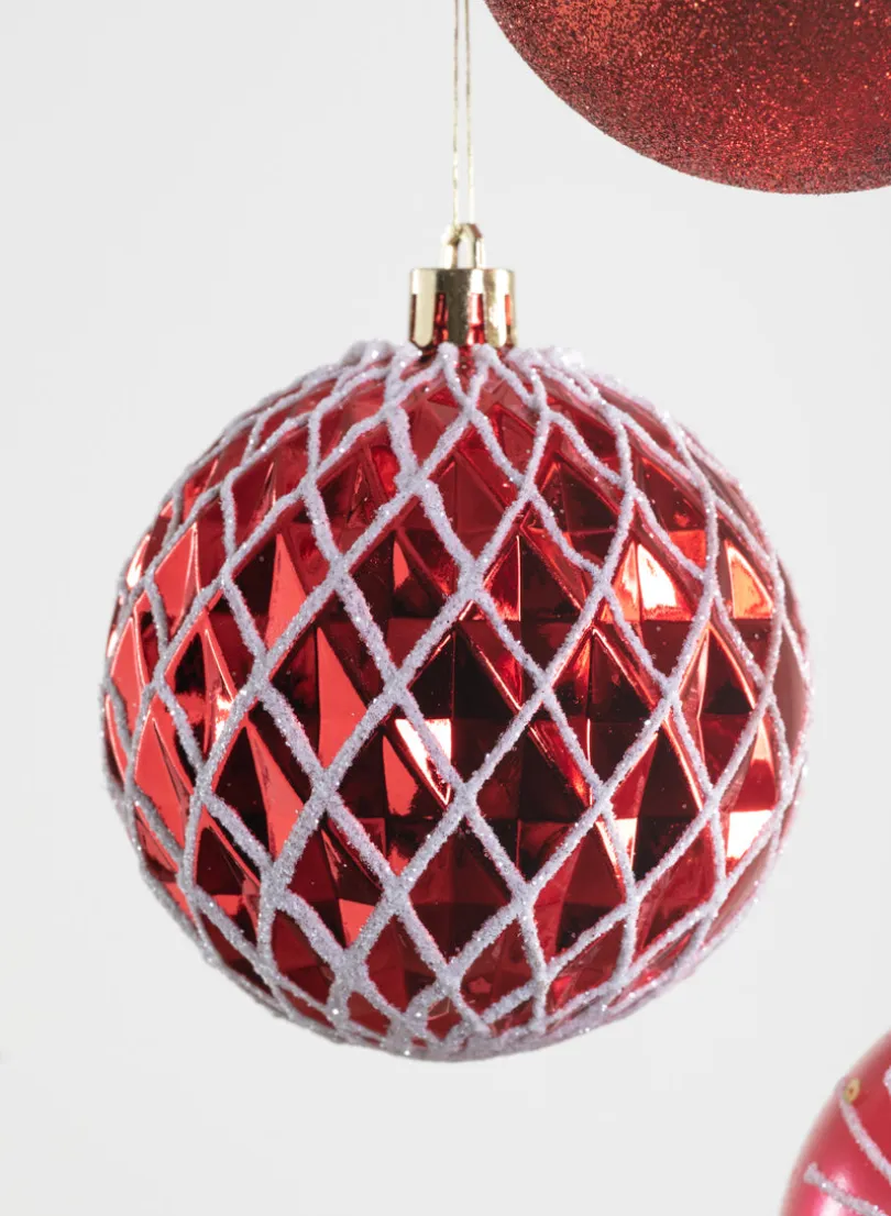 3in Round Red Luxe Ornament Collection, Set of 16